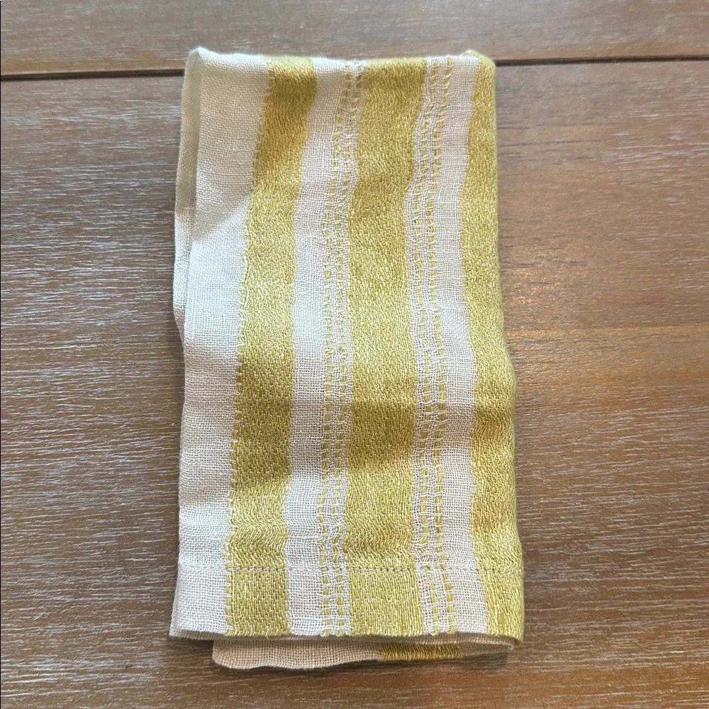 Anthropologie Libeco Belgian Linen Table Napkin - The Library Stripe - Yellow